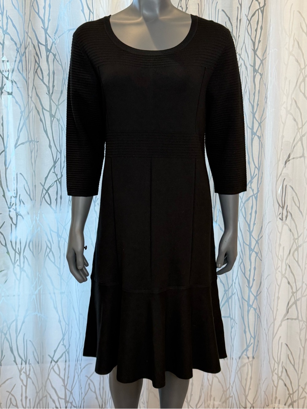 Soft Surroundings Raffinato Knit Midi Sweater Dress Black XLP minimalist NWT